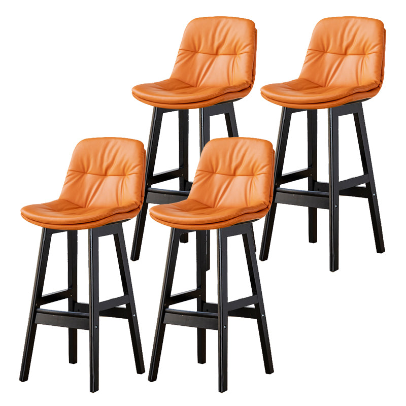 Modern Armless Backrest Counter Stool Wood Milk Tea Shop Bar Stool with Leather Cushion