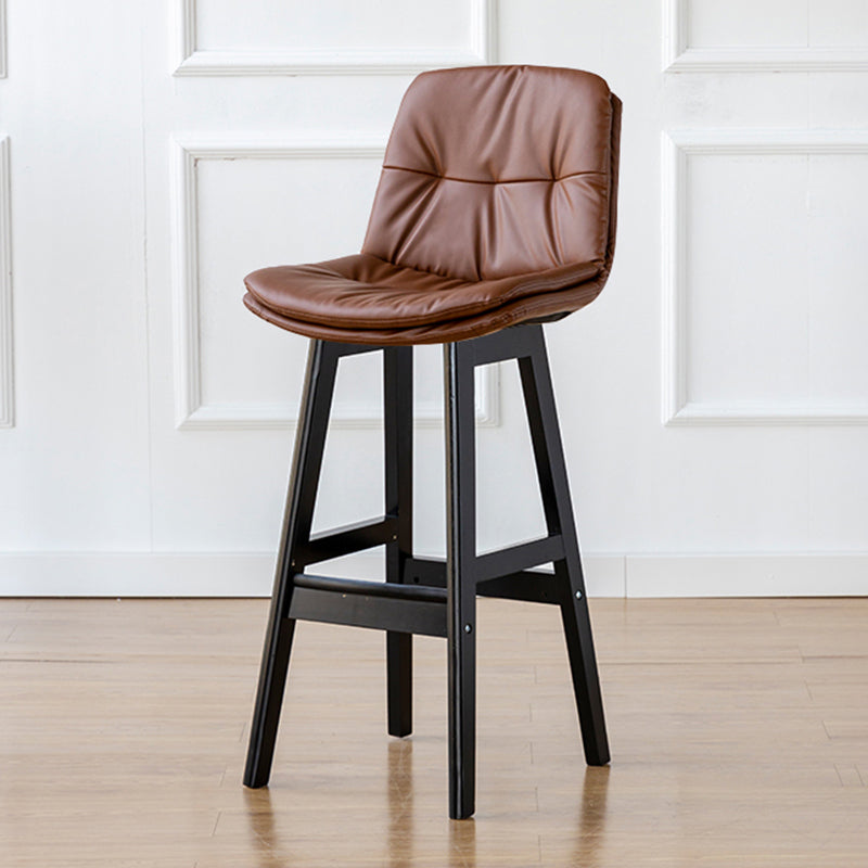 Modern Armless Backrest Counter Stool Wood Milk Tea Shop Bar Stool with Leather Cushion