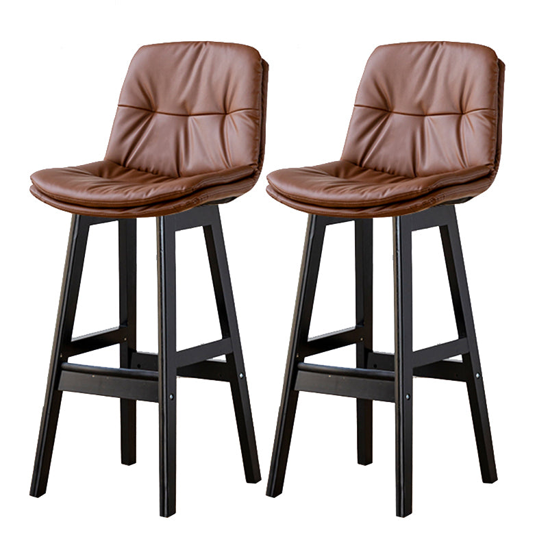 Modern Armless Backrest Counter Stool Wood Milk Tea Shop Bar Stool with Leather Cushion