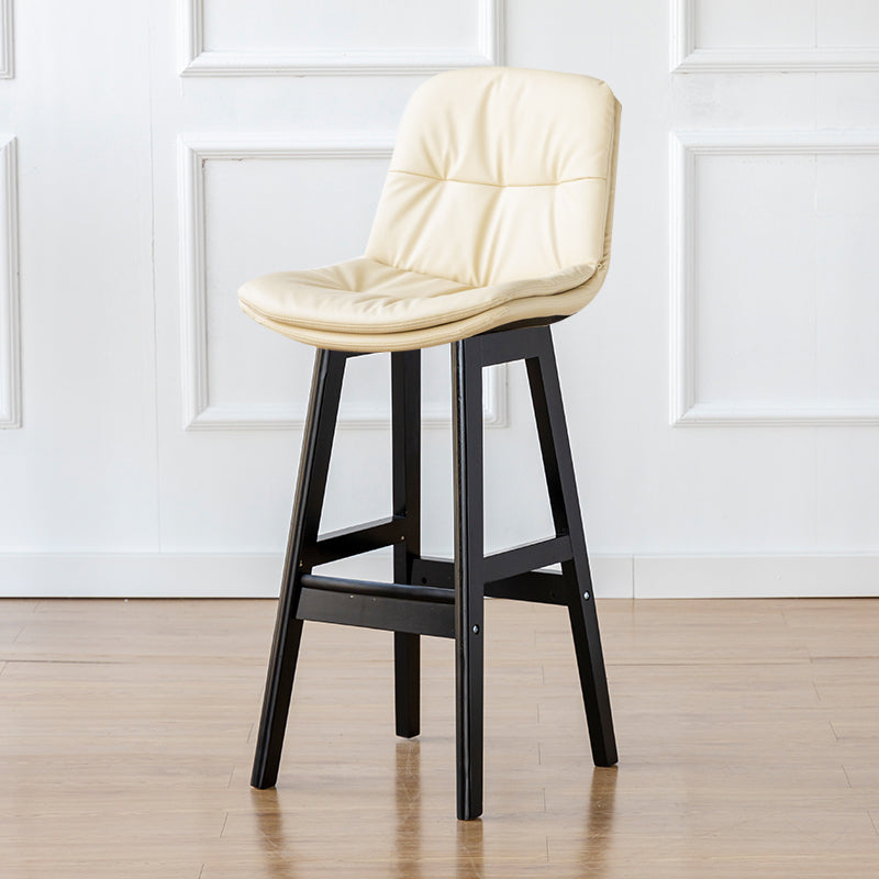 Modern Armless Backrest Counter Stool Wood Milk Tea Shop Bar Stool with Leather Cushion