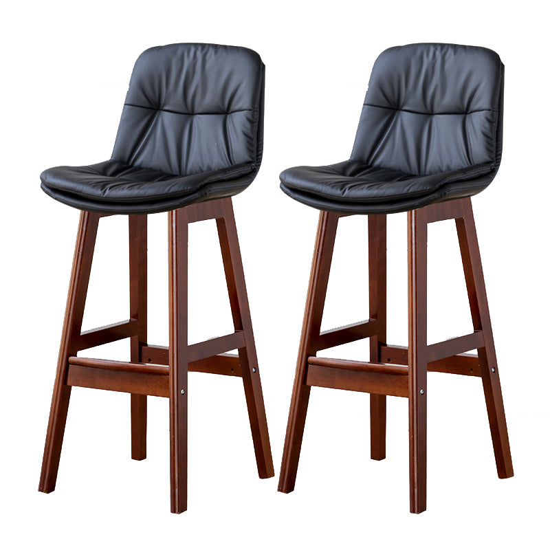 Modern Armless Backrest Counter Stool Wood Milk Tea Shop Bar Stool with Leather Cushion