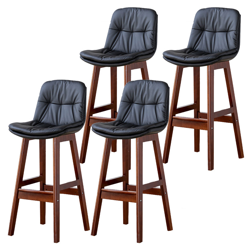Modern Armless Backrest Counter Stool Wood Milk Tea Shop Bar Stool with Leather Cushion
