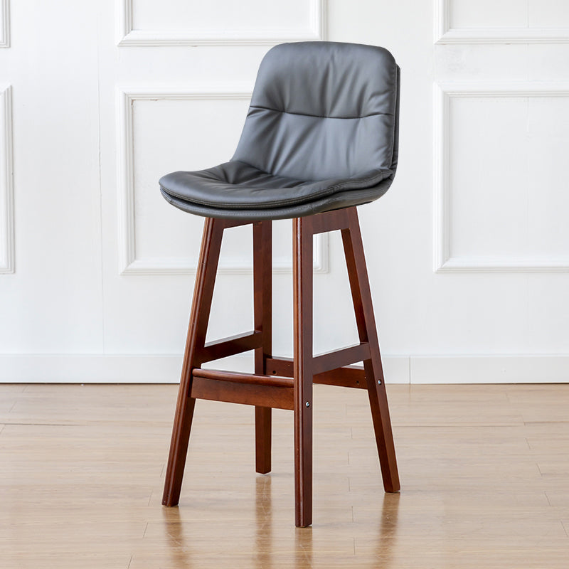Modern Armless Backrest Counter Stool Wood Milk Tea Shop Bar Stool with Leather Cushion
