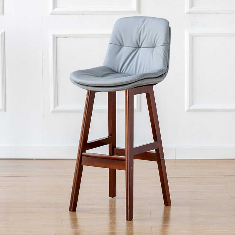 Modern Armless Backrest Counter Stool Wood Milk Tea Shop Bar Stool with Leather Cushion
