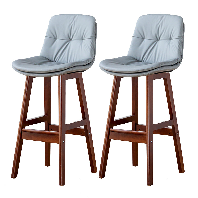 Modern Armless Backrest Counter Stool Wood Milk Tea Shop Bar Stool with Leather Cushion