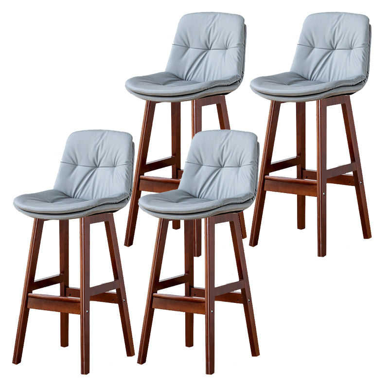 Modern Armless Backrest Counter Stool Wood Milk Tea Shop Bar Stool with Leather Cushion