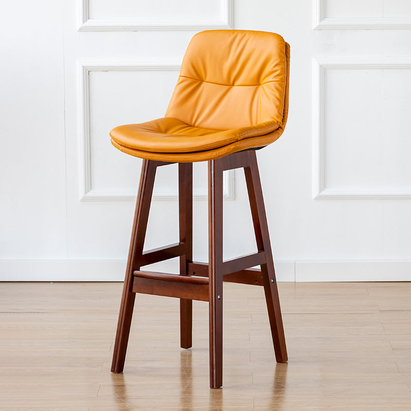 Modern Armless Backrest Counter Stool Wood Milk Tea Shop Bar Stool with Leather Cushion