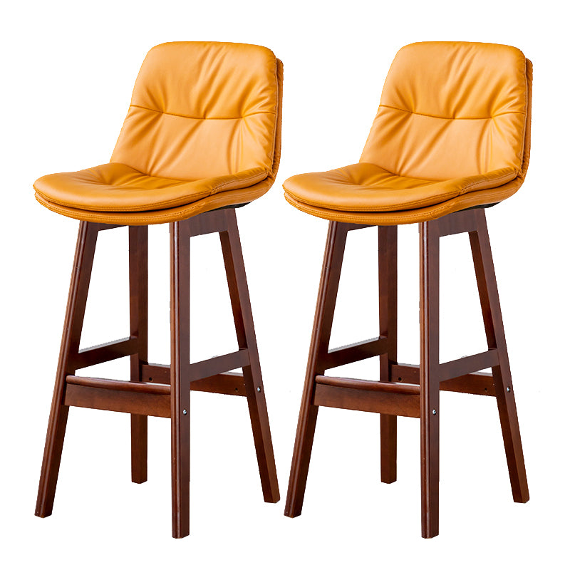 Modern Armless Backrest Counter Stool Wood Milk Tea Shop Bar Stool with Leather Cushion