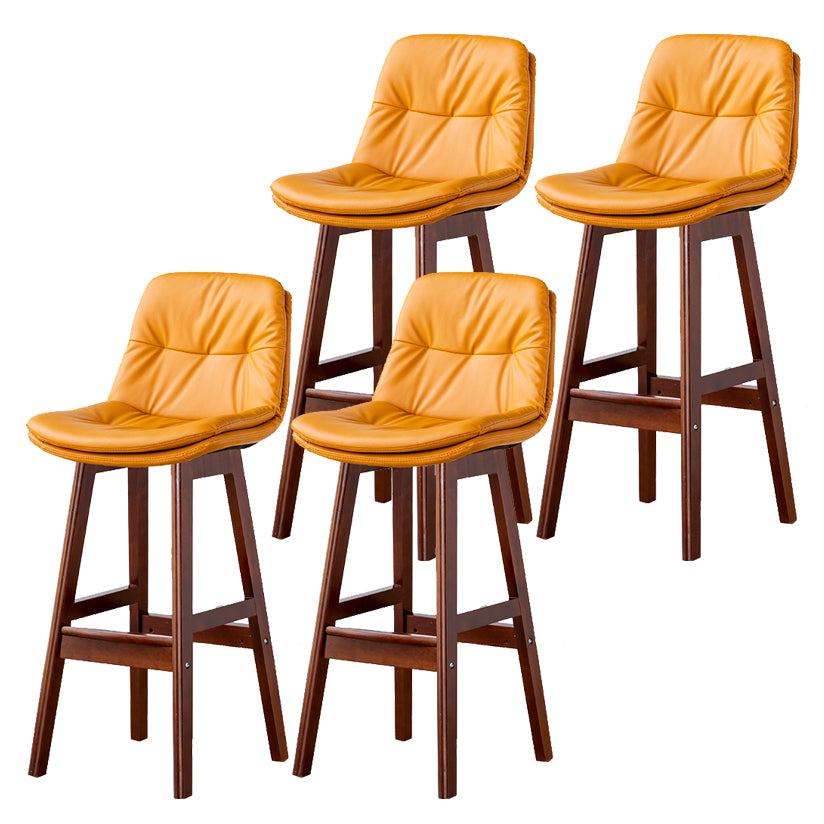 Modern Armless Backrest Counter Stool Wood Milk Tea Shop Bar Stool with Leather Cushion