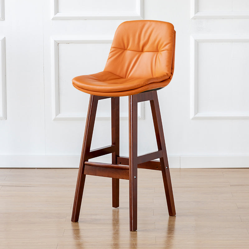 Modern Armless Backrest Counter Stool Wood Milk Tea Shop Bar Stool with Leather Cushion