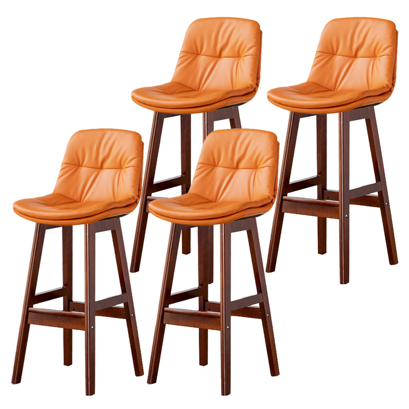 Modern Armless Backrest Counter Stool Wood Milk Tea Shop Bar Stool with Leather Cushion