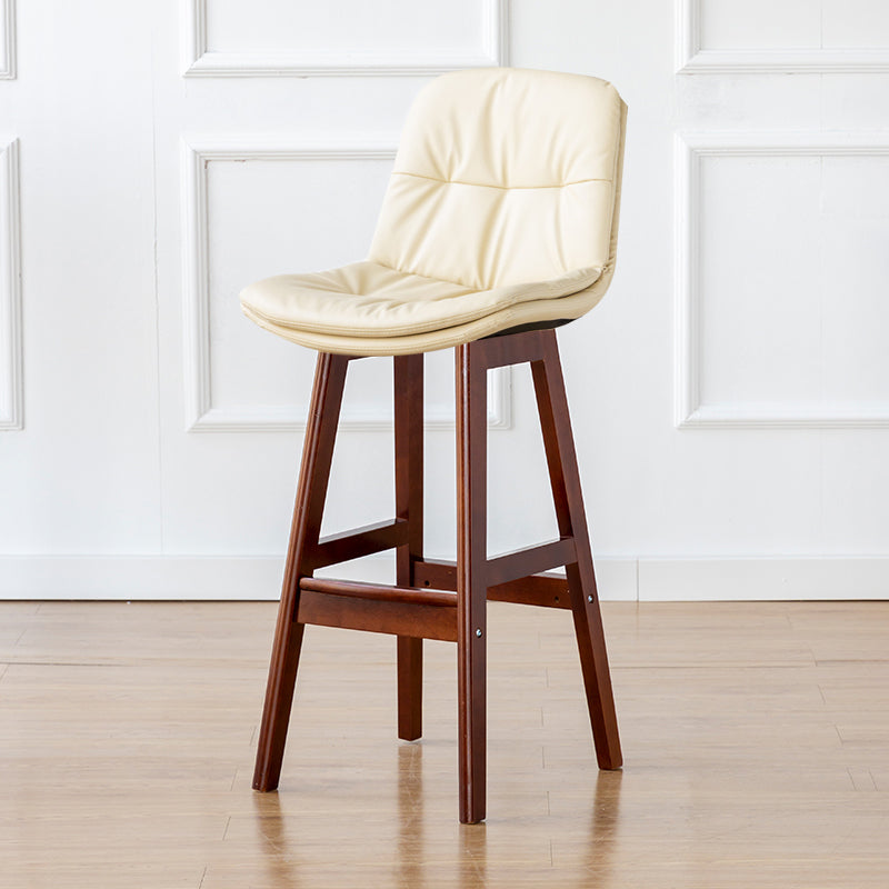 Modern Armless Backrest Counter Stool Wood Milk Tea Shop Bar Stool with Leather Cushion