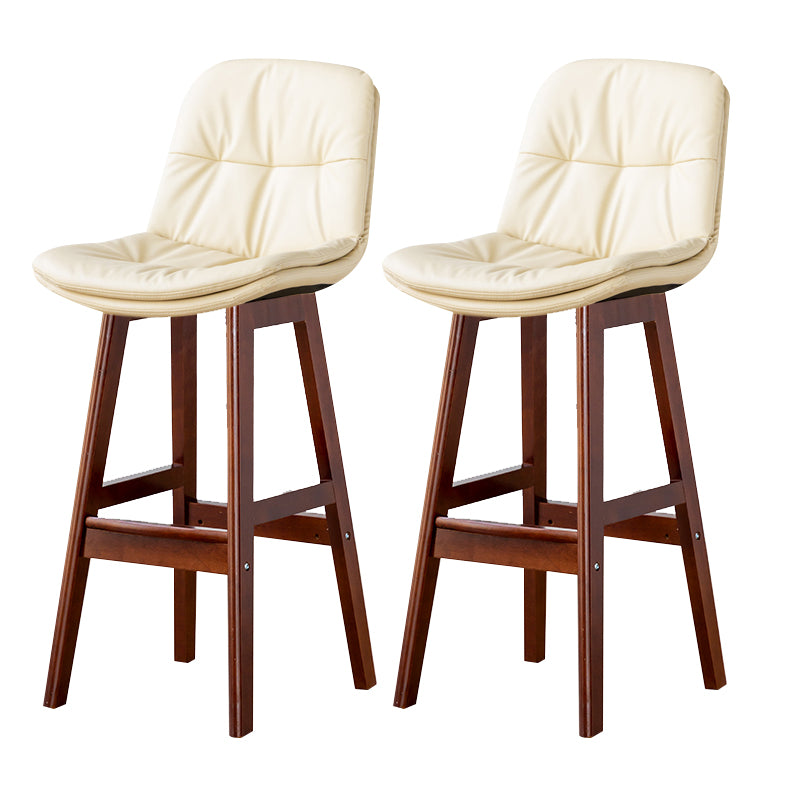 Modern Armless Backrest Counter Stool Wood Milk Tea Shop Bar Stool with Leather Cushion