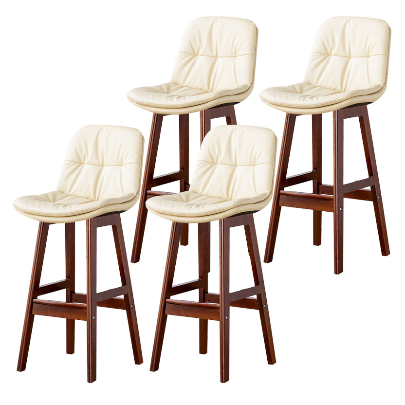 Modern Armless Backrest Counter Stool Wood Milk Tea Shop Bar Stool with Leather Cushion