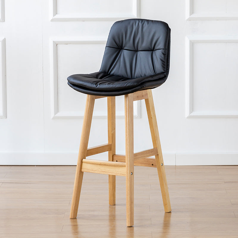 Modern Armless Backrest Counter Stool Wood Milk Tea Shop Bar Stool with Leather Cushion