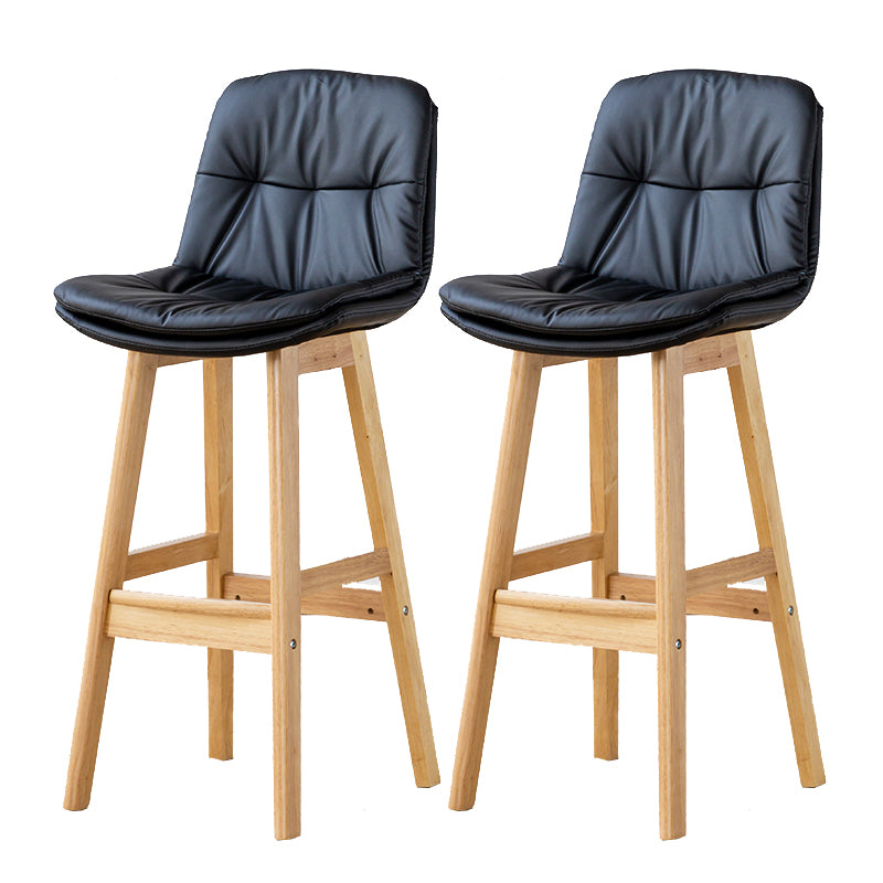 Modern Armless Backrest Counter Stool Wood Milk Tea Shop Bar Stool with Leather Cushion