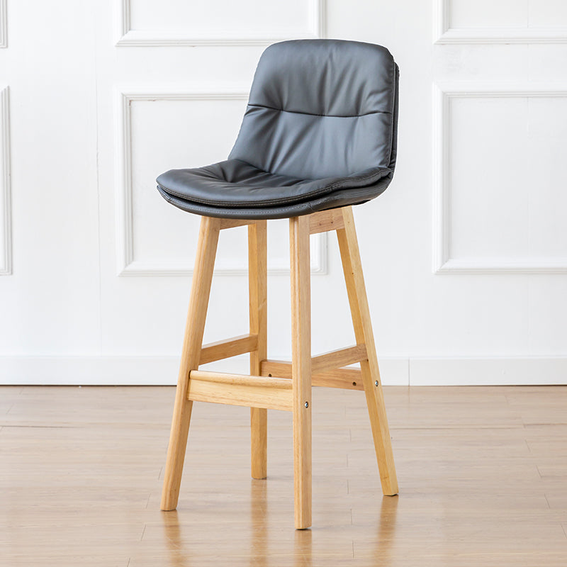 Modern Armless Backrest Counter Stool Wood Milk Tea Shop Bar Stool with Leather Cushion