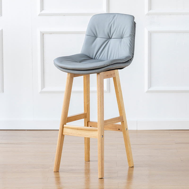 Modern Armless Backrest Counter Stool Wood Milk Tea Shop Bar Stool with Leather Cushion