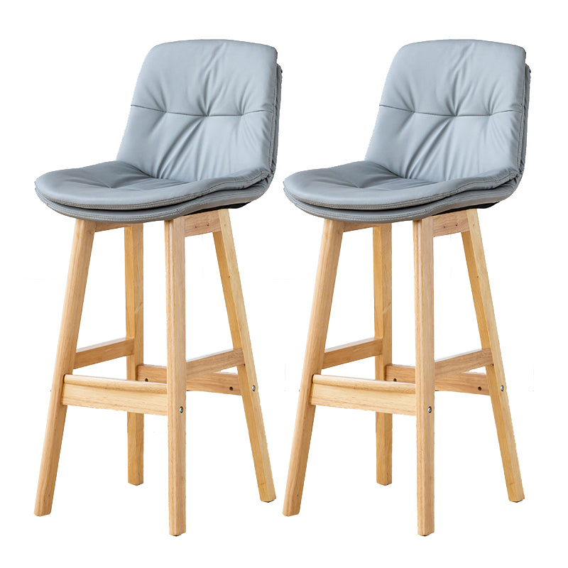 Modern Armless Backrest Counter Stool Wood Milk Tea Shop Bar Stool with Leather Cushion