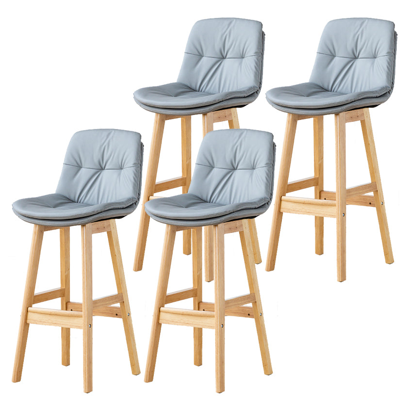 Modern Armless Backrest Counter Stool Wood Milk Tea Shop Bar Stool with Leather Cushion