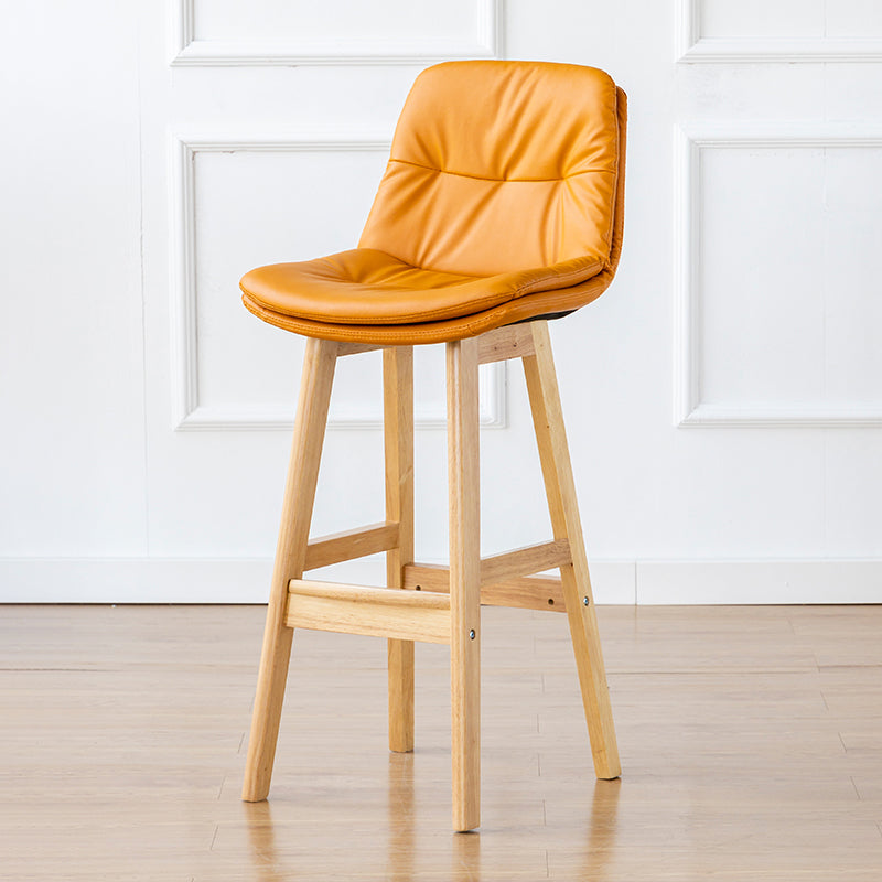 Modern Armless Backrest Counter Stool Wood Milk Tea Shop Bar Stool with Leather Cushion