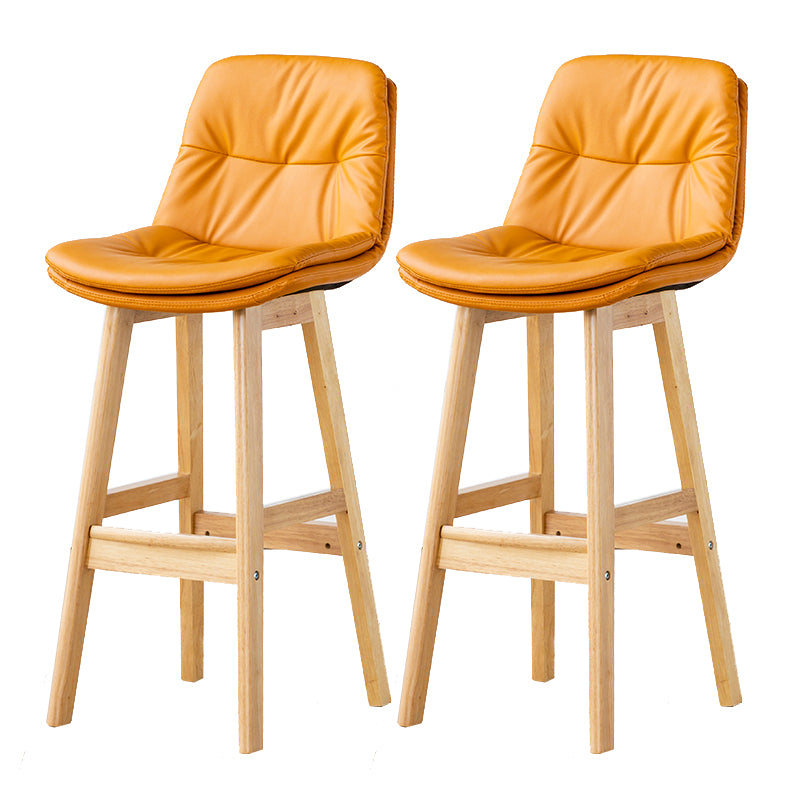 Modern Armless Backrest Counter Stool Wood Milk Tea Shop Bar Stool with Leather Cushion