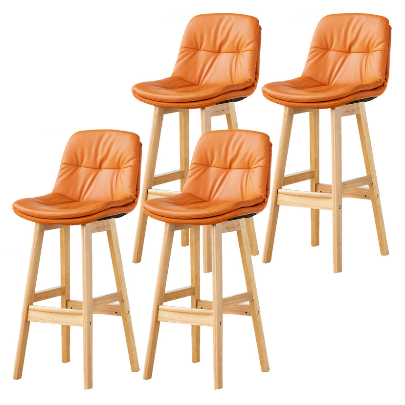 Modern Armless Backrest Counter Stool Wood Milk Tea Shop Bar Stool with Leather Cushion
