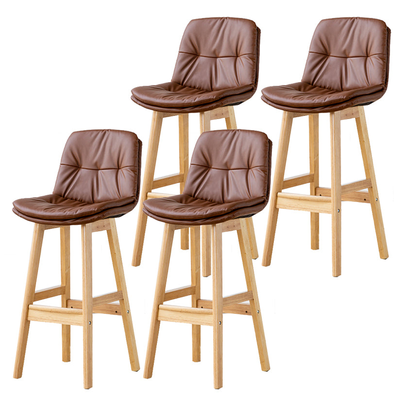 Modern Armless Backrest Counter Stool Wood Milk Tea Shop Bar Stool with Leather Cushion