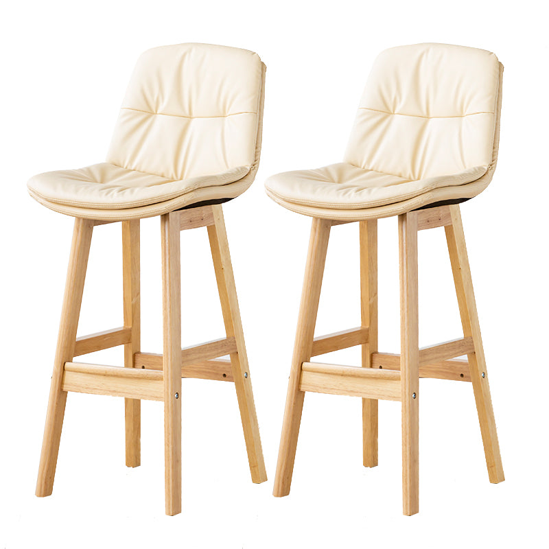 Modern Armless Backrest Counter Stool Wood Milk Tea Shop Bar Stool with Leather Cushion