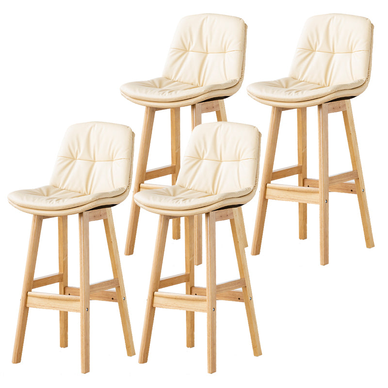 Modern Armless Backrest Counter Stool Wood Milk Tea Shop Bar Stool with Leather Cushion
