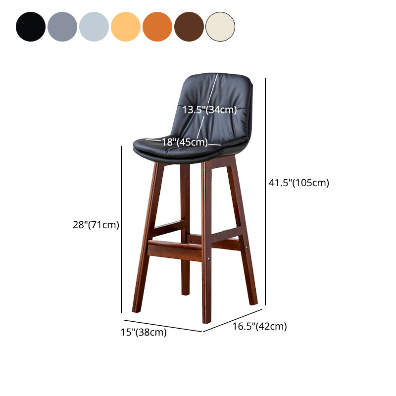 Modern Armless Backrest Counter Stool Wood Milk Tea Shop Bar Stool with Leather Cushion