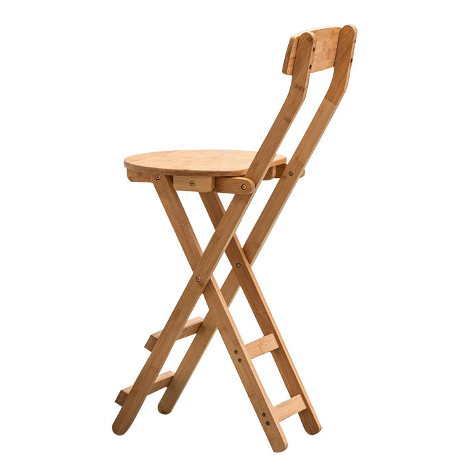 Zeitgenössischer klappbarer Barhocker aus massivem Holz für den Innenbereich mit niedriger Rückenlehne