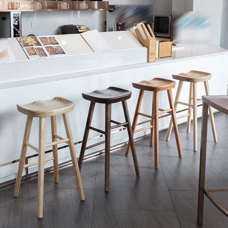 Taburete de bar de madera maciza de estilo moderno con reposapiés, taburete de bar simple para sala de estar, 30 pulgadas