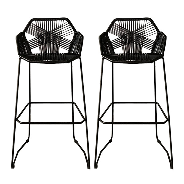 Moderne Armlehre Rückenlehne Theke Stuhl Iron Balcony Barhocker mit Rattansitz und Pedal