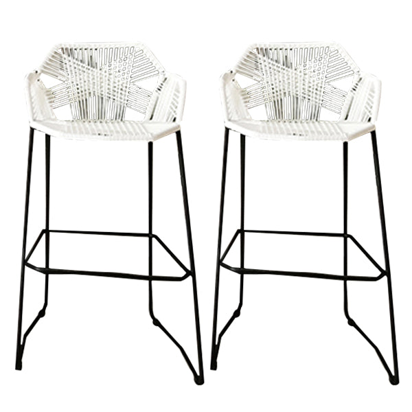 Moderne Armlehre Rückenlehne Theke Stuhl Iron Balcony Barhocker mit Rattansitz und Pedal