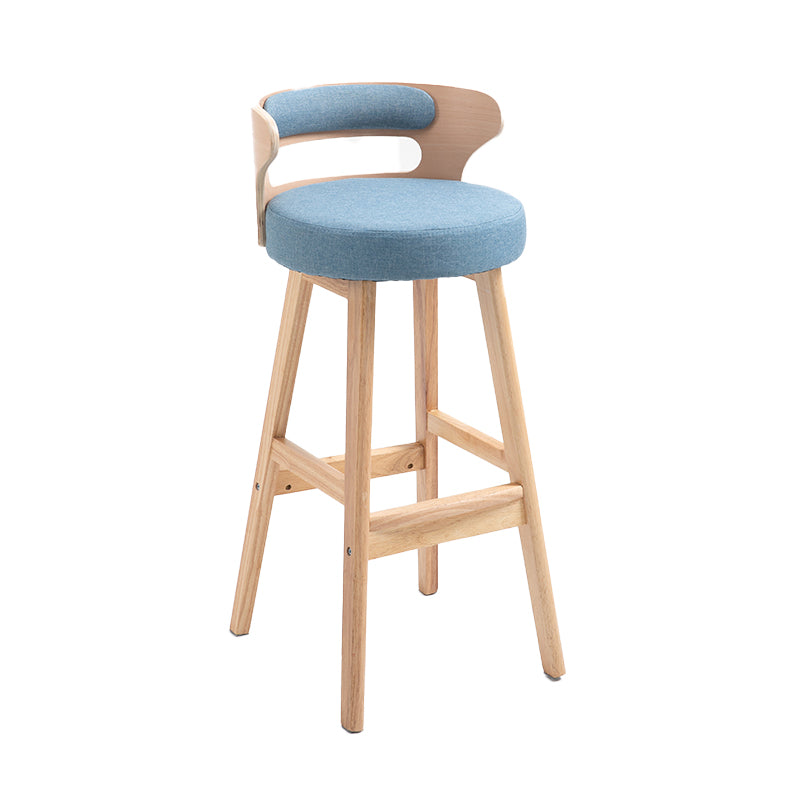 Taburetes de barra de barras de madera maciza contemporánea con espalda baja