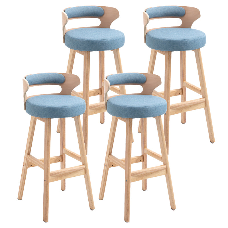 Taburetes de barra de barras de madera maciza contemporánea con espalda baja