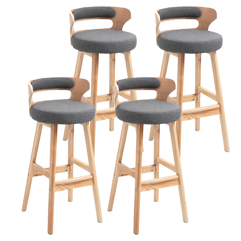 Taburetes de barra de barras de madera maciza contemporánea con espalda baja