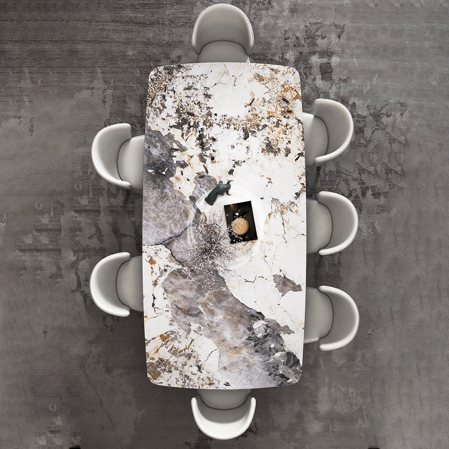 Glam Style 1/4/5/6/7 Pièces Ensemble de restauration Rectangle Ensemble de table à manger en pierre fritté