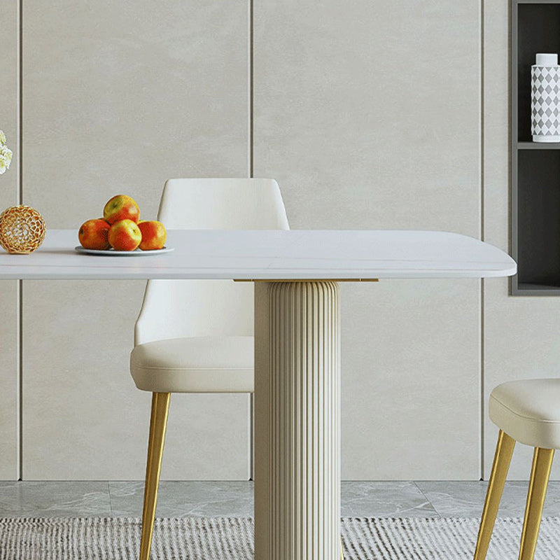 1/2/5/7 Pièces Ensemble de restauration Glam Style Rectangle Table de table à manger en pierre fritté