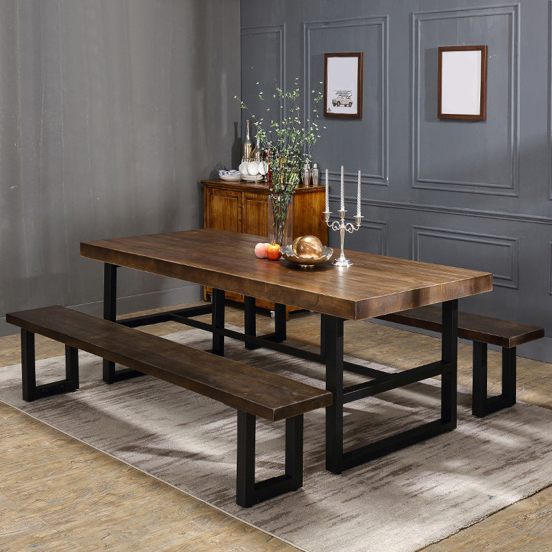 Industrial 1/2/3/5 Pieces Dining Table Set Solid Wood Top Dining Table and Chairs