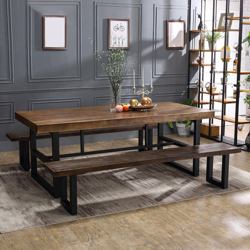Industrial 1/2/3/5 Pieces Dining Table Set Solid Wood Top Dining Table and Chairs