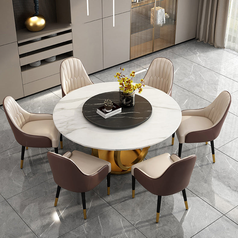 1/2/5/6/7 Pieces Round Modern Marble Furniture Standard Height Dining Table Set