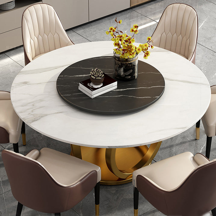 1/2/5/6/7 Pieces Round Modern Marble Furniture Standard Height Dining Table Set