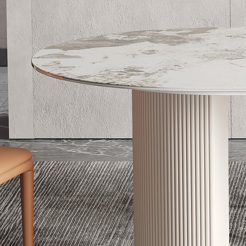 Mesa de comedor de lujo tradicional con muebles de pedestal doble ovalado para el hogar