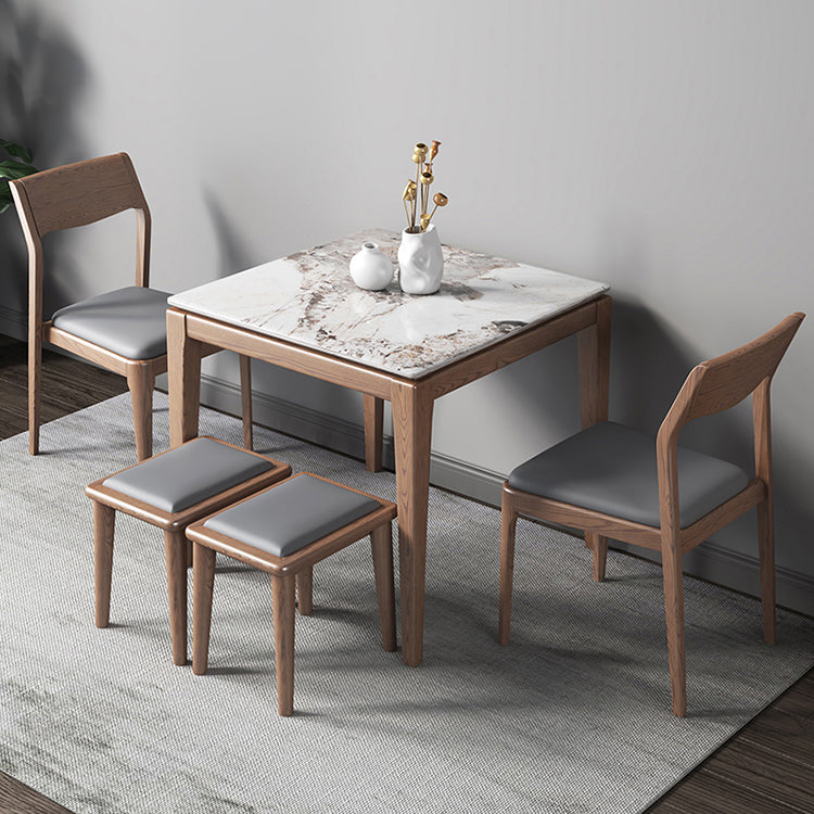 Industrial Style Square Dining Table Stone 4 Legs Dining Site Table for Dining Room