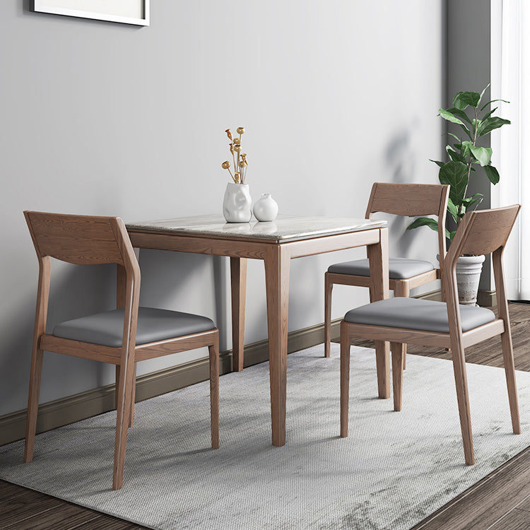 Industrial Style Square Dining Table Stone 4 Legs Dining Site Table for Dining Room