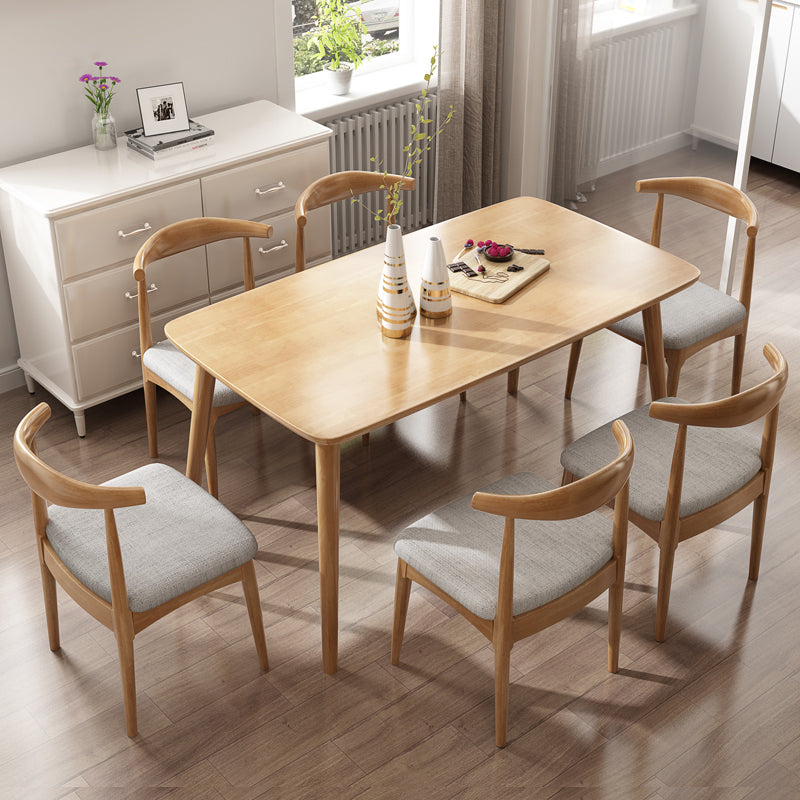Modern Rubber Wood Table for Restaurant Rectangle Dining Table with 4 Legs