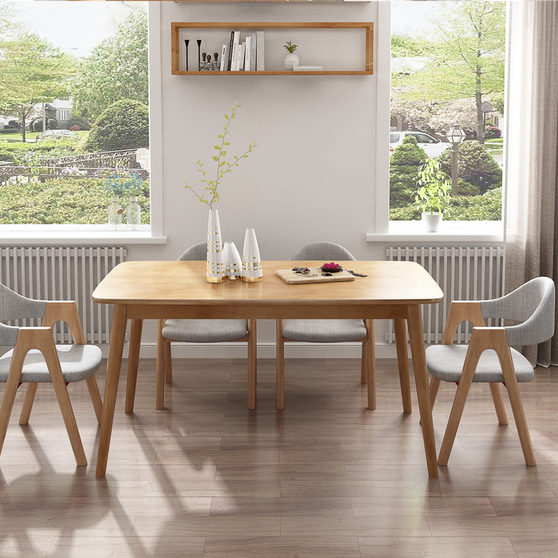 Modern Rubber Wood Table for Restaurant Rectangle Dining Table with 4 Legs
