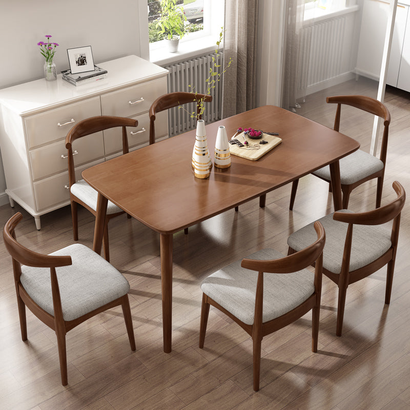 Modern Rubber Wood Table for Restaurant Rectangle Dining Table with 4 Legs